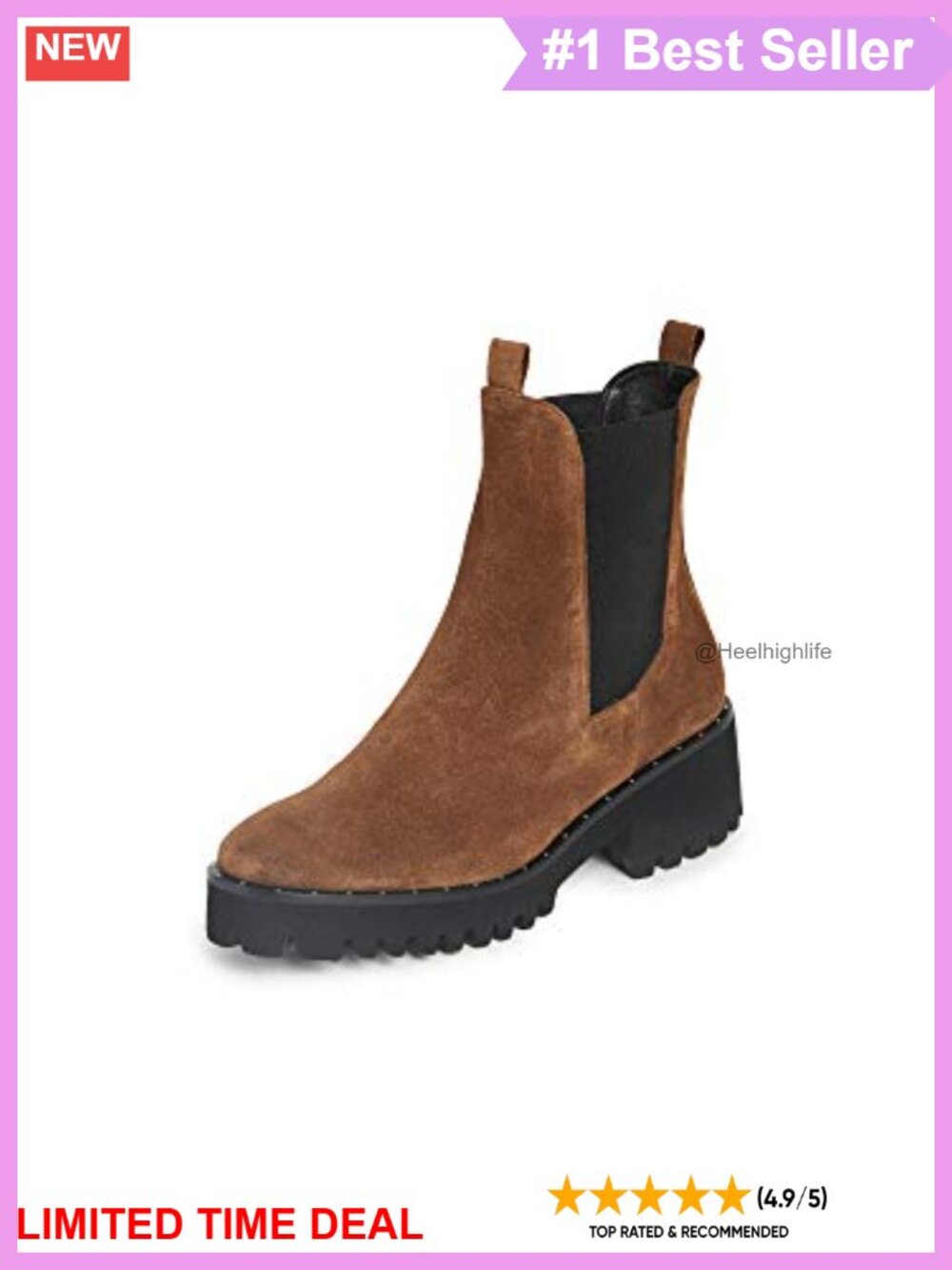 Suede Chelsea Boots with Studded Welt and Chunky Heel